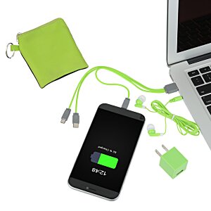 Additional Image 6 - a black cell phone with green cord attached to a laptop