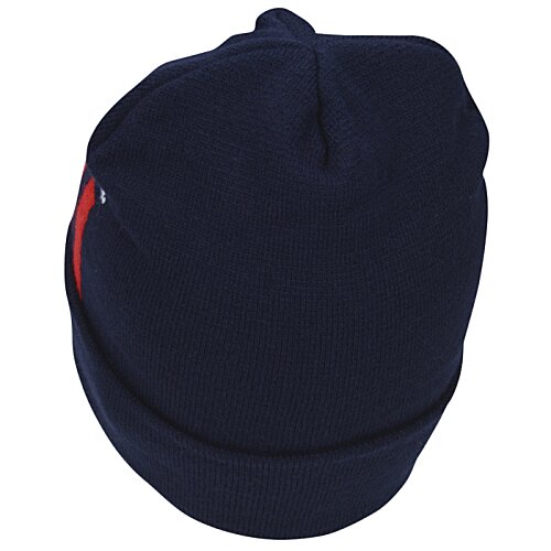 Additional Image 2 - a black beanie with red stripe