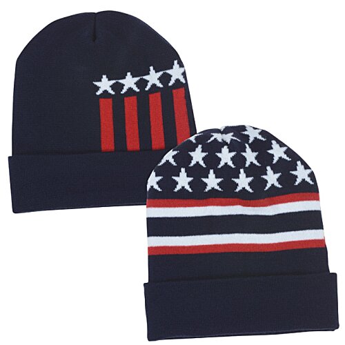 Additional Image 6 - a group of beanies with american flag designs