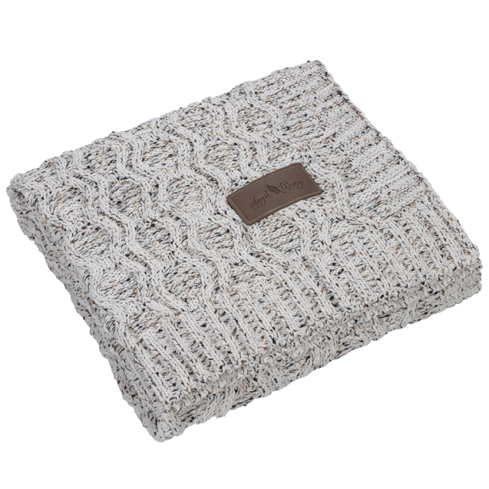 Vanilla Heather Cable Knit Chenille Throw