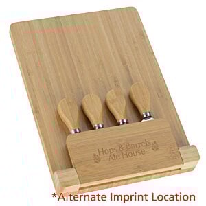 Additional Image 2 - a wooden cutting board with four wooden handles