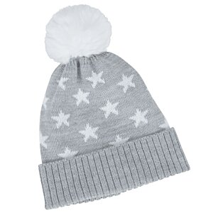 Additional Image 2 - a grey beanie with white stars