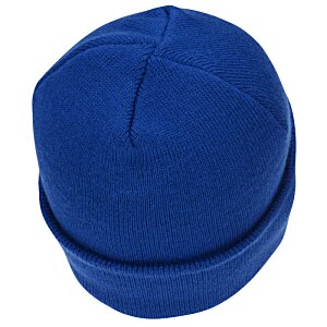 Additional Image 1 - a blue beanie with a rubber band