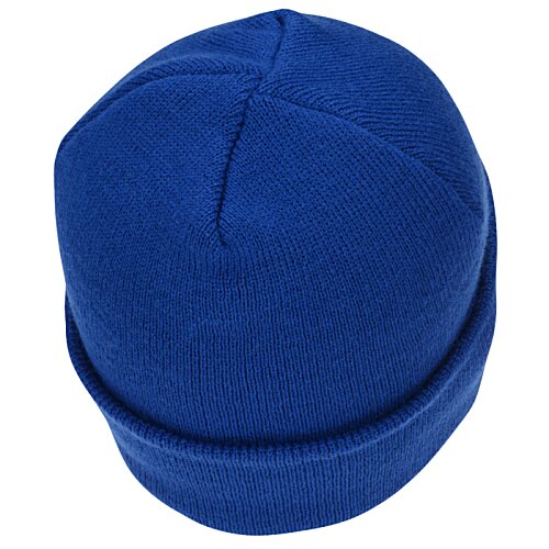 Additional Image 1 - a blue beanie with a rubber band