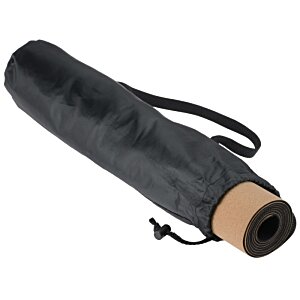 Additional Image 1 - a black umbrella with a brown handle