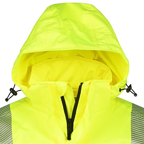 Additional Image 2 - a yellow rain jacket with a hood