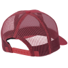 a red hat with a mesh back