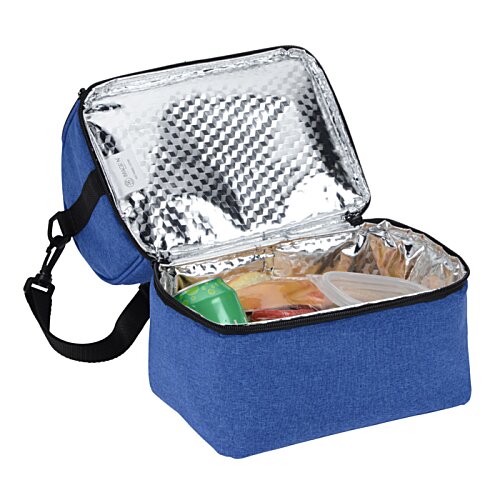 Additional Image 2 - a blue lunch bag with a black strap