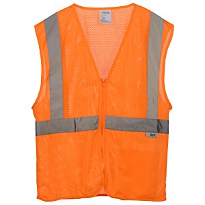 Additional Image 1 - a orange safety vest with grey stripes