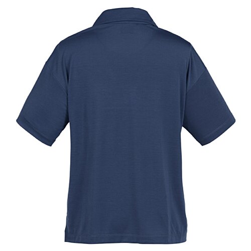 Additional Image 1 - a back view of a blue shirt