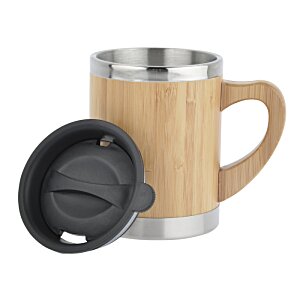 Additional Image 2 - a wooden mug with a black lid
