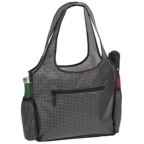 Additional Image 1 - a grey bag with a green object in the pocket