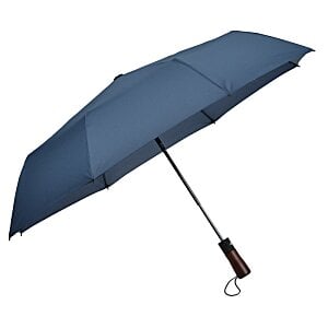 Additional Image 1 - a blue umbrella with a wooden handle