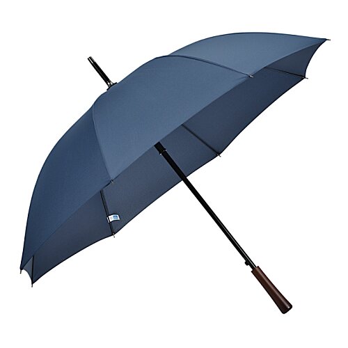 Additional Image 1 - a blue umbrella with a wooden handle