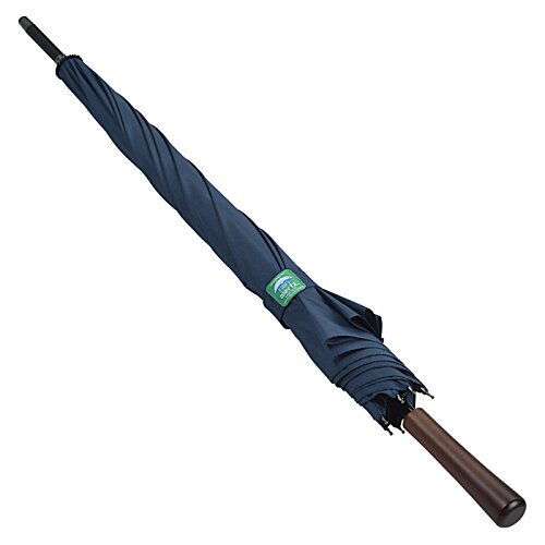 Additional Image 2 - a blue umbrella with a wooden handle