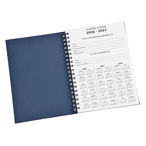 Additional Image 1 - a spiral bound calendar with a blue cover