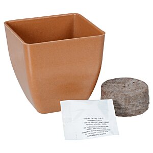 Additional Image 2 - a brown square pot with a white square object next to a brown square object