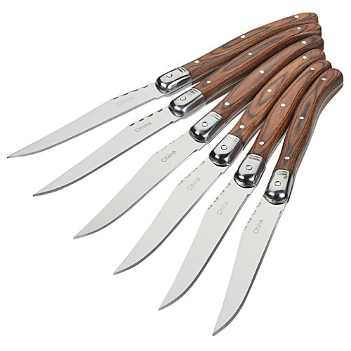 Additional Image 2 - a group of knives with brown handles