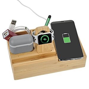 Additional Image 5 - a wooden stand with a phone and a watch