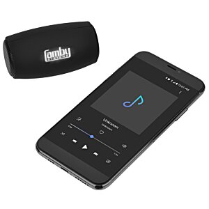 Additional Image 4 - a black cell phone with a blue and white logo