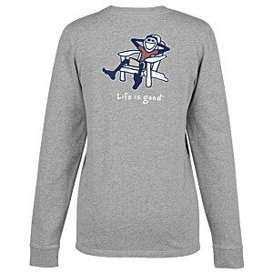 Additional Image 1 - a grey long sleeved shirt with a blue and white design on it