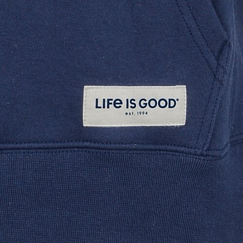 Additional Image 3 - a white rectangular tag on a blue shirt