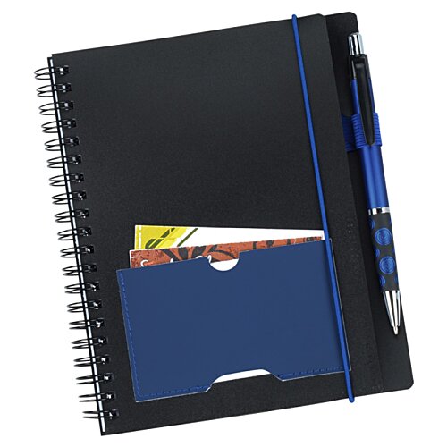 Additional Image 1 - a black notebook with a blue cover