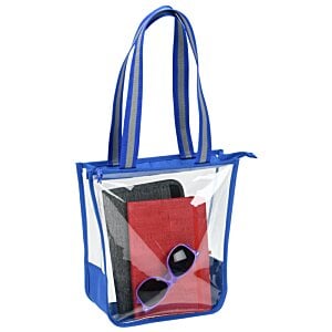 Additional Image 1 - a blue and white bag with a red and black object on it