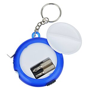 Additional Image 3 - a blue and white key chain with a metal sharpener