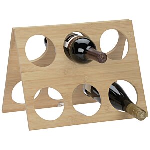 Additional Image 1 - a wooden wine rack with wine bottles