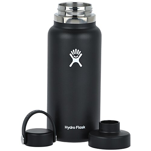 Additional Image 4 - a black water bottle with a white ribbon