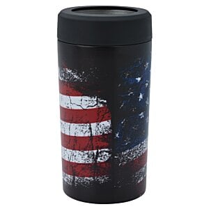 Additional Image 4 - a black and red can with a flag on it