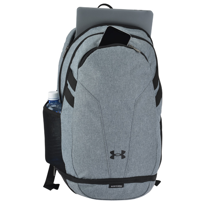 Under Armour Team Hustle Backpack- White & Grey
