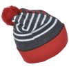 View Image 4 of 5 of Divided Color Pom Pom Beanie
