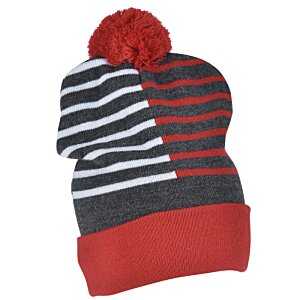 Additional Image 1 - a red and black striped hat