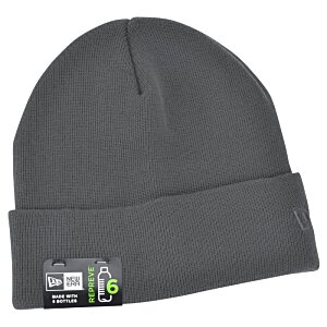 Additional Image 2 - a grey beanie with a green label