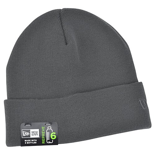Additional Image 2 - a grey beanie with a green label