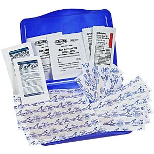 Additional Image 2 - a blue bag with white paper and a few white paper strips