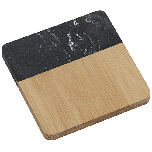 Additional Image 2 - a black and wood coaster
