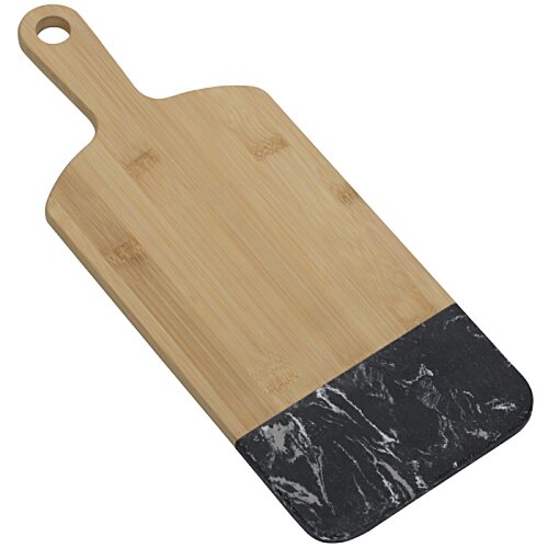 Additional Image 1 - a wooden cutting board with a black edge