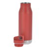 a red and silver thermos