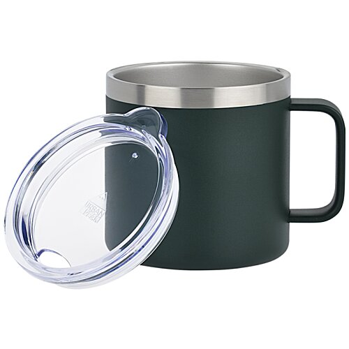 Additional Image 1 - a black and silver mug with a lid
