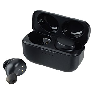 Additional Image 1 - a black wireless earbuds with a case