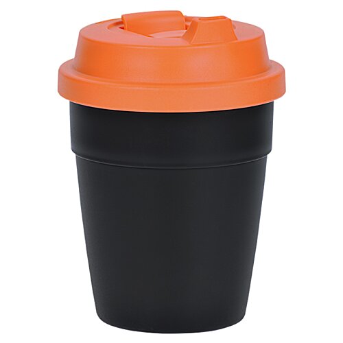 Additional Image 1 - a black and orange cup with a lid