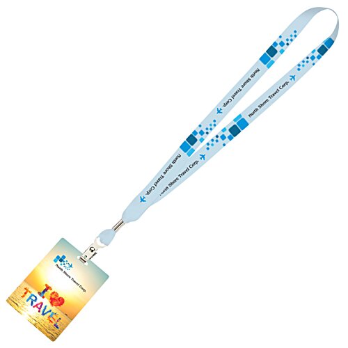 Additional Image 1 - a blue lanyard with a yellow tag