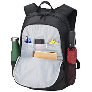 Additional Image 2 - a black and grey backpack with different items inside