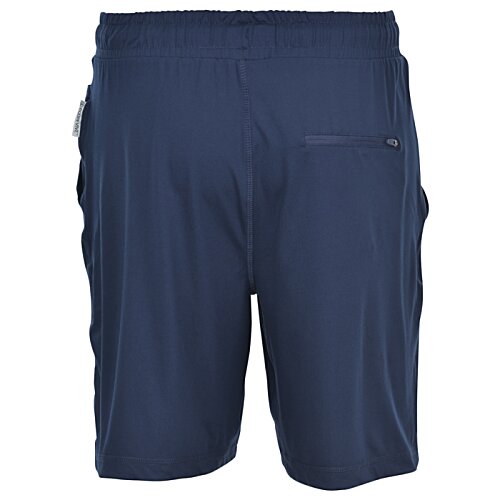 Additional Image 1 - a back view of a pair of blue shorts