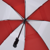 a close up of a red umbrella