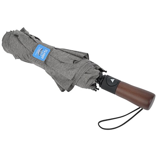 Additional Image 1 - a grey umbrella with a wooden handle