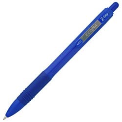 a blue pen on a white background